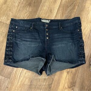 Torrid Dark Blue Lace-Up Denim Shorts